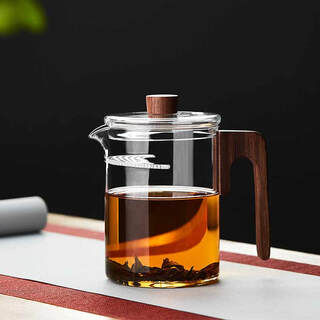 Green changming glass teapot crescent filter kettle high temperature resistant teapot large capacity teapot wooden handle teapot 860ml