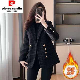 Pierre cardin (pierre cardin) xiaoxiang style suit women's jacket 2025 new design, slim, luxurious, age-reducing, cotton and thickened autumn and winter jacket, black thickened m, recommended 95-108jin jin is equal to 0.5 kg
