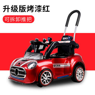 babypure shine儿童电动车四轮遥控汽车婴儿宝宝玩具车可推小孩儿充电摇摆电瓶车 高配烤漆红+摇摆+遥控+手推