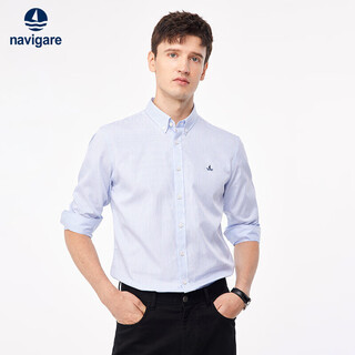 Navigare italian dinghy langarmhemd herren frühling und sommer business pendler baumwolle gestreiftes hemd 1333041021 bleach/blau l/40