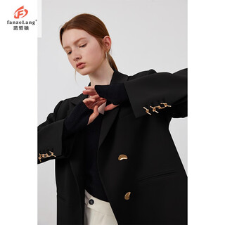Fan zhe lang (fanzelang) high quality suit jacket for women 2025 new style spring and autumn style casual casual street style loose small suit black high quality s recommended 80-105 jin jin equals 0.5 kg
