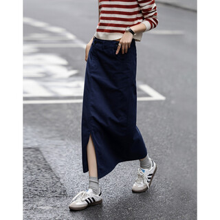 Demana pure cotton comfort zone spring korean high street asymmetrical placket straight leg hidden meat women's mid-length denim skirt