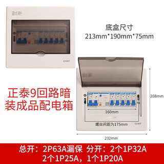 正泰9-20回路暗装配电箱家用漏电空气开关成套豪华成品套装 9回路暗装1P5分路