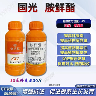 Guoguang youlehong 8% amine fresh ester coloring, rooting, cold and drought resistance, promoting cell division, flower and fruit preservation growth regulator 200ml 1 bottle