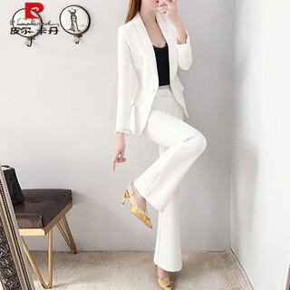 Pierre cardin 2025 nuevo traje blanco de primavera y otoño moda coreana para mujer traje pequeño formal traje de dos piezas de estilo británico blanco s 100jin jin pesa menos de 0,5 kg