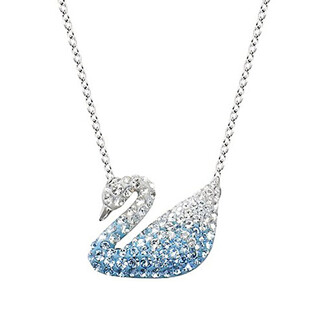 Gioio swarovski zirconium large and small color swan necklace for women swarovski champagne gold elegant swan crystal pendant same style gradient blue
