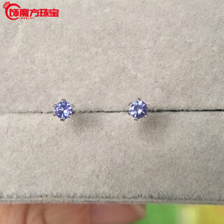 Guanpu pavilion fat dong lai quality tanzanite earrings 3mm mini natural silver ear bone nails fashionable and versatile gift for girlfriend purple single