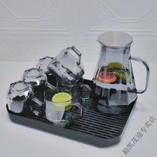 Qinkai high temperature resistant diamond teapot glass water cup living room kettle cup cup holder light luxury home set ashes one pot six cups + tray