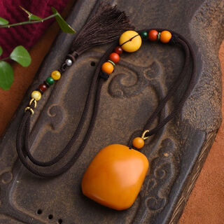Jinhuang jenvorl natural old beeswax wushi brand pendant for women amber raw stone necklace pendant gift sweater chain long pendant old wax wushi brand sweater pendant