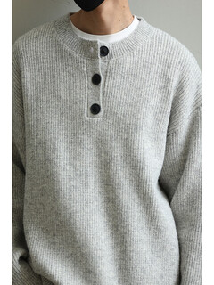 Lh store autumn and winter retro lazy style henry neck sweater boys' round neck sweater jacket light gray sweater upgraded version high quality xxs m