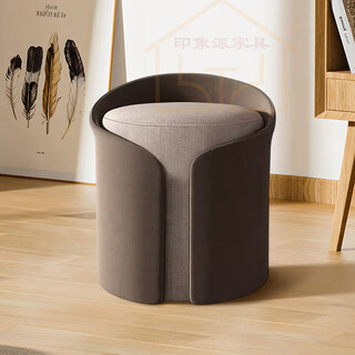 Shitingge makeup stool can be rotated nordic makeup stool home dressing table stool internet celebrity photography rotating living room light luxury chair simple outer brown inner beige gray height 40cm outer velvet cloth