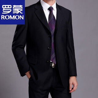 Luo meng suit men's suit middle-aged and elderly three-button top single-piece casual business middle-aged suit dad's small suit black 3-button single-piece top s 160 (99jin jin is equal to 0.5 kg for inner wear)