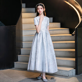 Zhehan violin performance clothing girls suit dress light luxury niche pianist host playing recitation middle child temperament silver x300 160 80-95jin jin equals 0.5kg