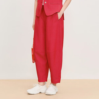 Aum (aum) easy suit aum 2025 spring new red imitation denim vest jacket balloon pants women red pants m