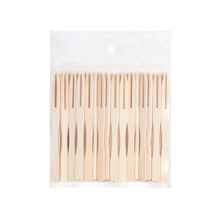 Nuoxian disposable fruit fork fruit picks creative environmentally friendly bamboo fork cake two-section fork ktv/bar fruit inserts original color 240 pieces in 3 packages