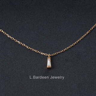 Kechu 18k gold au750 natural single trapezoid diamond pendant necklace women's clavicle chain jewelry 18k gold cultivated diamond pre-sale about 5-8 days