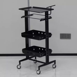 Wen yijia's new stainless steel beauty salon bar cart hair salon trolley tool barber cutting and folding special perm black trolley (can be pushed and pulled) 40x30x86cm official standard configuration
