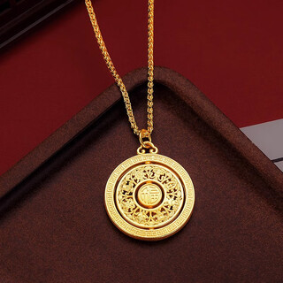 Ya ge gold store's same style eight treasures compass will not fade for a long time. vietnamese sand gold can rotate the eight treasures compass pendant necklace with the word 