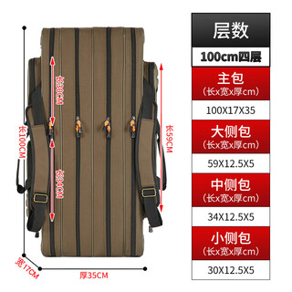 Simple jianyuenika fishing rod bag, lightweight multi-functional fishing backpack, large capacity waterproof rod bag, thickened and wear-resistant, wheel-free fishing gear bag, 80 cm two-layer (waterproof, thickened and wear-resistant fabric)