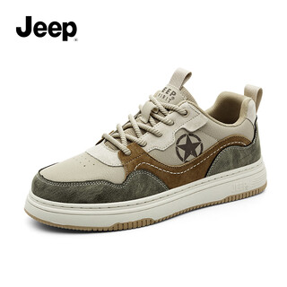 Jeep spirit jeep men's shoes retro trendy versatile sneakers for men low-top sports casual shoes for men 2054 rock sand color 41