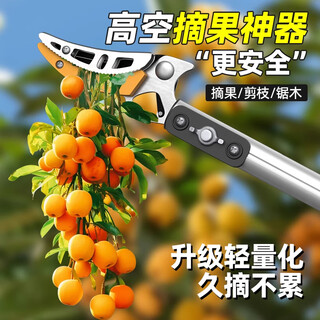 Smvp fruit picking, loquat, lychee, bayberry, longan, apricot fruit picking, telescopic pole, high-altitude pruning of branches, high branch shears d, upgraded 2-stage telescopic 1.3-2 meter band saw blade