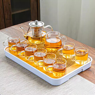 Apocalypse century donglai quality teaspoon teaspoon girls high-looking teapot heat-resistant glass kung fu tea set bajun pot + transparent cup cover + xingyun tray 10 pieces