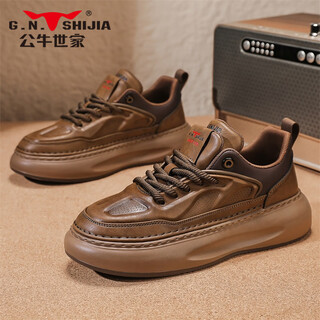 Bull family men's shoes 2025 autumn and winter new style breathable versatile punched casual sneakers thick-soled versatile dad shoes men's sports shoes