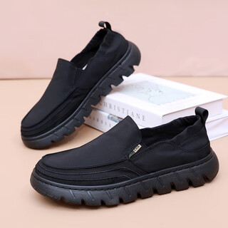 Ganpai old beijing cloth shoes men's casual soft-soled non-slip shoes one-step lazy versatile dad shoes black 42