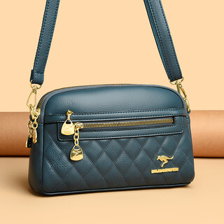 2025 middle-aged mother bag crossbody bag new trendy versatile fashionable one-shoulder women's genuine leather texture small bag blue