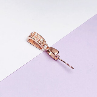 Only double 18k gold buckle small pendant buckle head jade pendant buckle sterling silver plated diy jade crystal pendant silver buckle head necklace buckle accessories style 1 rose gold