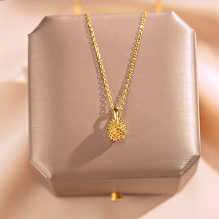 Quamer old phoenix gold store model sparkling gold necklace women's sand gold 2025 new popular durian pendant gold color