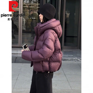Pierre cardin puff turtle feel down jacket 2026 winter new white duck down hooded versatile short top for little people purple s 80-115
