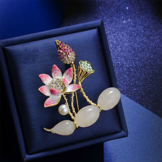 Woug pink lotus brooch for women, exquisite small fragrance design corsage, sexy suit flower brooch, pink lotus no. 1