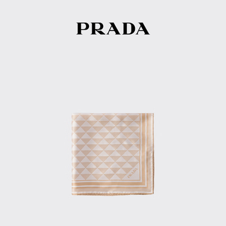 Prada/prada gift women's printed mulberry silk scarf square camel beige/chalk white