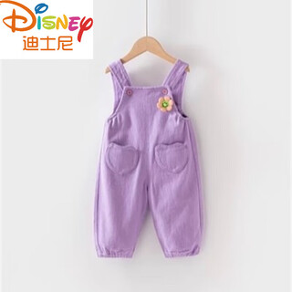 Disney baby girl overalls 2025 spring and autumn new style children's fashionable flower pants children's casual korean style girls autumn wear purple spring and autumn 90 recommended height 80-90