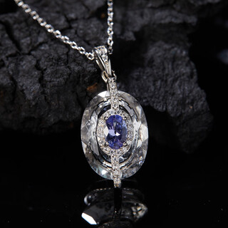 Canxian new design s925 sterling silver inlaid with natural tanzanite white crystal color treasure necklace women's high-end pendant necklace necklace