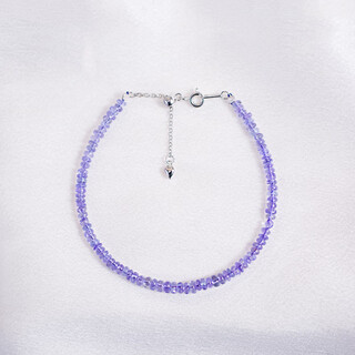 Lierui caibao diy natural bracelet necklace, high-quality ring surface, high-transparency ice species, special-grade purple tanzanite bracelet necklace, special-grade high-ice tanzanite bracelet, silver chain 15.5+3