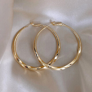 Dl 199818k gold large hoop earrings large hoop earrings for women unique exaggerated temperament light luxury plain hoop earrings 18k gold color mobius earrings