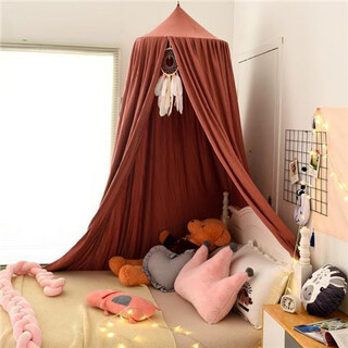 Zailu dome bed curtain children's windproof crib surround bedside decoration blackout mosquito net ceiling bed tent indoor bed curtain nordic bean paste red bed curtain