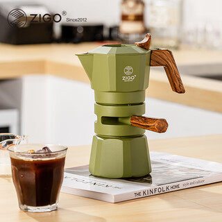 Zigo双阀控温摩卡壶意式浓缩J家用户外手冲咖啡壶【国补】 绿色