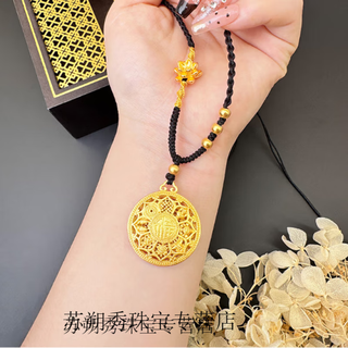 Kerla old phoenix gold store model plated 999l gold necklace silver women's yellow plated l gold eight treasure compass pendant retro niche medium ancient style imperial concubine model-eight treasure compass/sand gold