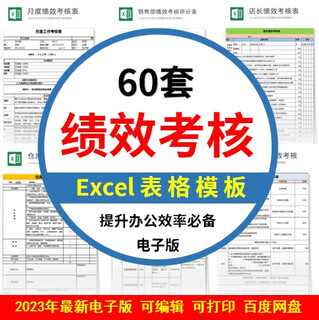 公司员工绩效考核统计中高层月度年度人事资源EXCEL表格模板素材