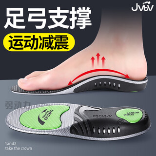 Jvbv arch support insoles for men, flat foot support, anti-pain, sports shock-absorbing running insoles for women, graphene antibacterial and deodorant, 1 pair - green and black, sports shock absorption - non-collapse, code 4142
