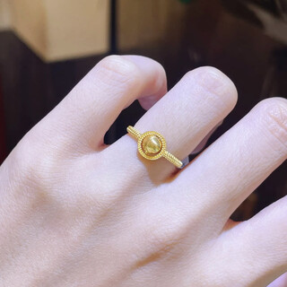 Hengli jiashi lairun full gold plated cat's eye ring fashionable temperament 24k pure gold ring gold live mouth tail ring women's new cat's eye ring