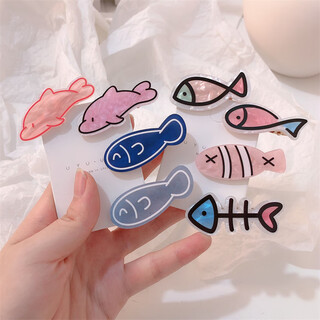 Jiaoxue fiacry small fish bone hair clips 4 pack women's side bangs clip forehead one-word clip bb clip headwear