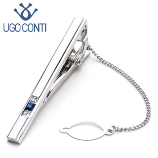 UGO CONTI意大利领带夹男士商务礼物定制刻字职业正装领韩版 领带夹(银色)