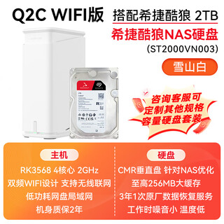 极空间Q2C WIFI NAS 私有云 家庭网络存储 服务器 双盘位 千兆网口 硬盘 家庭云 智能AI娱乐影音办公 Q2C WIFI 白搭配希捷酷狼 2T*2 【正品设备质保两年硬盘三年】