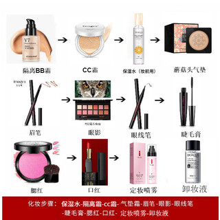 Boquanya makeup set combination cosmetics for female beginners, light makeup cosmetics, beauty makeup, chinese valentine's day gift, fresh light makeup (natural color)