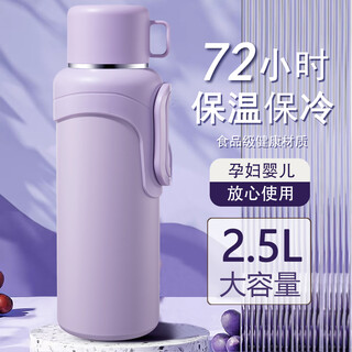 Eatkm thermos kettle large capacity household large thermos cup female good-looking portable thermos outdoor thermos water cup light purple 2.5l free strap + tea filter