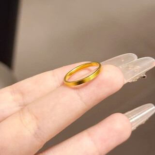 Quamer old phoenix gold store's ancient method simple ring for men and women, universal exquisite flat strip plain ring couple ring gold color, golden ancient method smooth flat strip ring no. 5